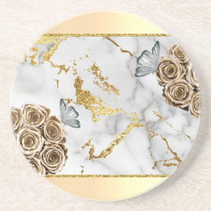 Marmor Gold Rose Schmetterling Getränkeuntersetzer