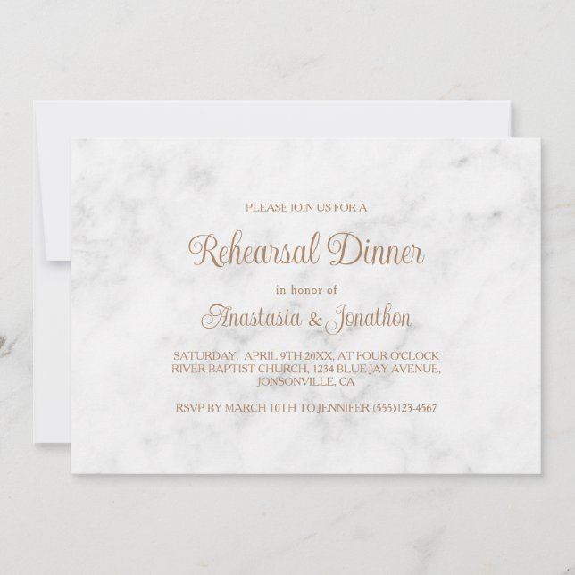 Marmor & Gold Script Design Probe Dinner Einladung (Vorderseite)