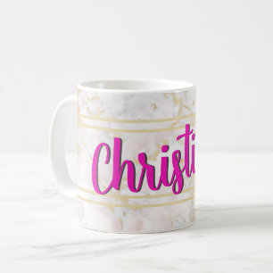 Marmor Gold Weiß Rosa Personalisierter Becher Kaffeetasse