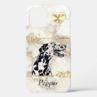 Marmor/goldfarbener Dalmatiner Dog iPhone 12 Fall