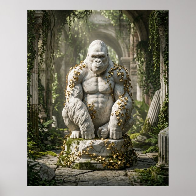 Marmor Gorilla Efeu Ruinen Poster (Vorne)