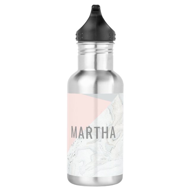 Marmor, Grau, Rosengoldrosa modern Edelstahlflasche (Rechts)