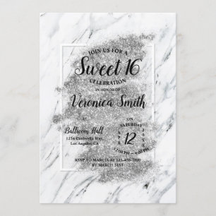 Marmor Grayscale Sweet 16 Einladung