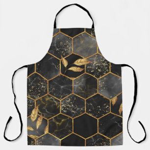 Marmor Hexagon, goldene Blätter Textur. Schürze