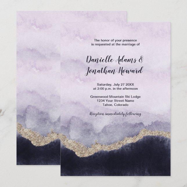 Marmor-Hochzeit der modernen Marine Einladung (Vorne/Hinten)