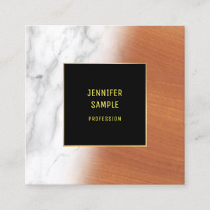 Marmor Holz Schwarz Gold Elegant Luxus Schlicht Co Quadratische Visitenkarte