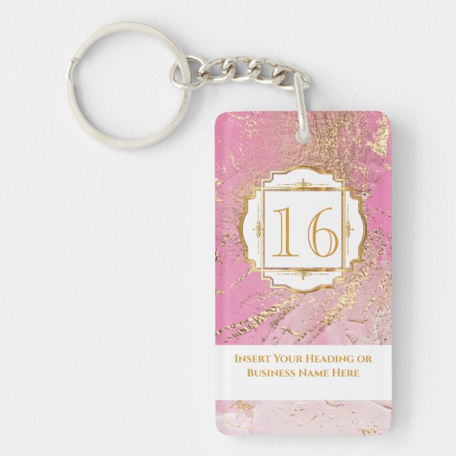 Marmor-Imitat Rose Goldfolie rosa Geode Chic Schlüsselanhänger (Vorderseite)