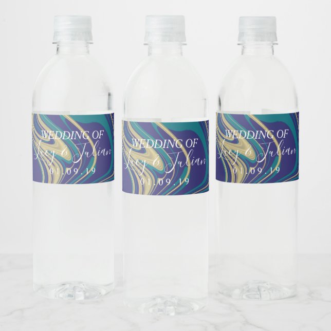 Marmor Imitate Gold Blue Wedding Water Flasche Lab (Flaschen)