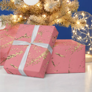 Marmor Imitate goldene Vene Rose Lachs elegant chi Geschenkpapier