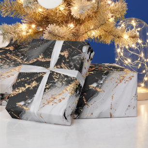 Marmor Imitate goldene Vene Schwarz-weiß elegante Geschenkpapier
