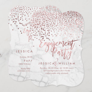 Marmor Imitate Rose Gold Confetti Verlobung Einladung