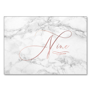 Marmor Imitate Rose Gold Romantische Kalligraphie Tischnummer