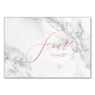 Marmor-Imitate Rose Gold Romantische Kalligraphie Tischnummer
