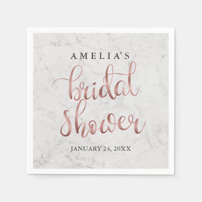 Marmor Imitats Rose Gold Brautparty Napkin Serviette (Vorderseite)