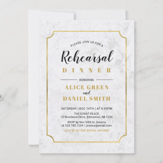 Marmor | Klassisches Probeessen zum Hochzeitsabend Einladung