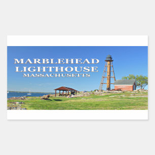 Marmor-Leuchtturm, Massachusetts-Stickers Rechteckiger Aufkleber