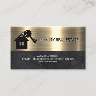 Marmor Metallisches Gold Logo "House Keys" Visitenkarte
