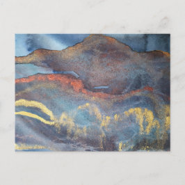 Marmor mit blauen und goldenen Wasserfarben Modern Postkarte