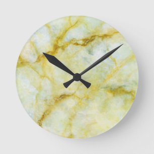 Marmor mit gelben Threads Runde Wanduhr