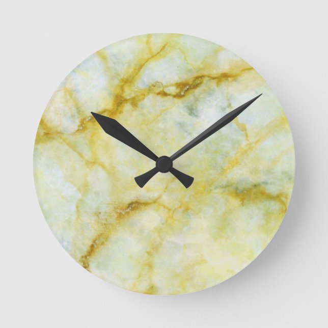 Marmor mit gelben Threads Runde Wanduhr (Vorderseite)