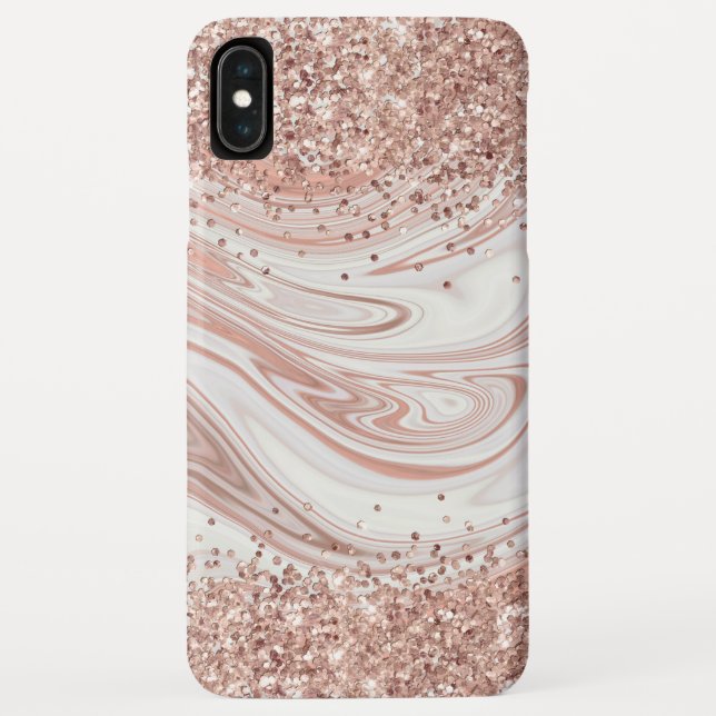 Marmor Moderner flüssiger Tinte Rose Gold Glitzer Case-Mate iPhone Hülle (Rückseite)