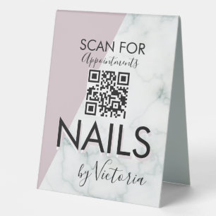 Marmor-Nagelsalon-Termin-QR-Code Tischaufsteller