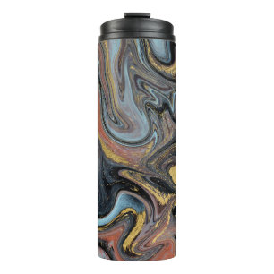 Marmor Natur Kunstwerk Goldener Glitzer Thermosbecher