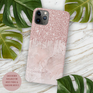 Marmor Ombre Rouge Pink Rosen Gold Glitter Muster Case-Mate iPhone Hülle