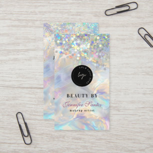 Marmor-Opal-Holografischer-Glitter-QR-Code Visitenkarte
