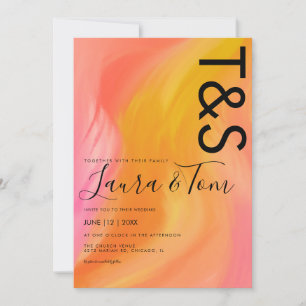 Marmor Orange Pink Typografie Abstrakte Hochzeit  Einladung