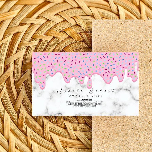 Marmor Patisserie Konditorei Koch Bäckerei rosa Cr Visitenkarte (Von Creator hochgeladen)
