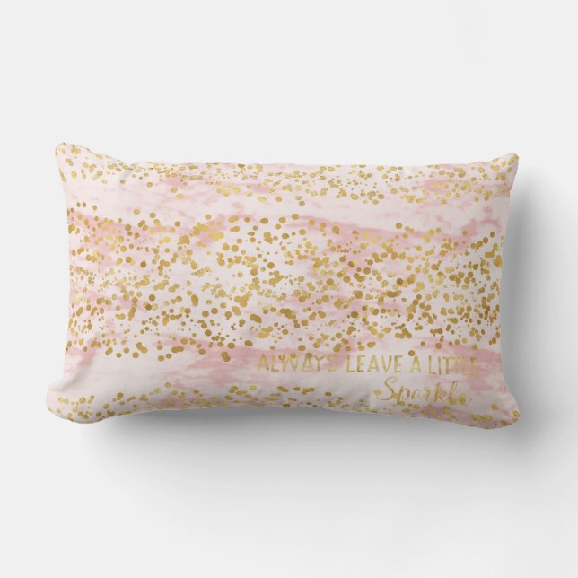 Marmor Pink Gold Confetti Sparkle Lendenkissen (Vorderseite)
