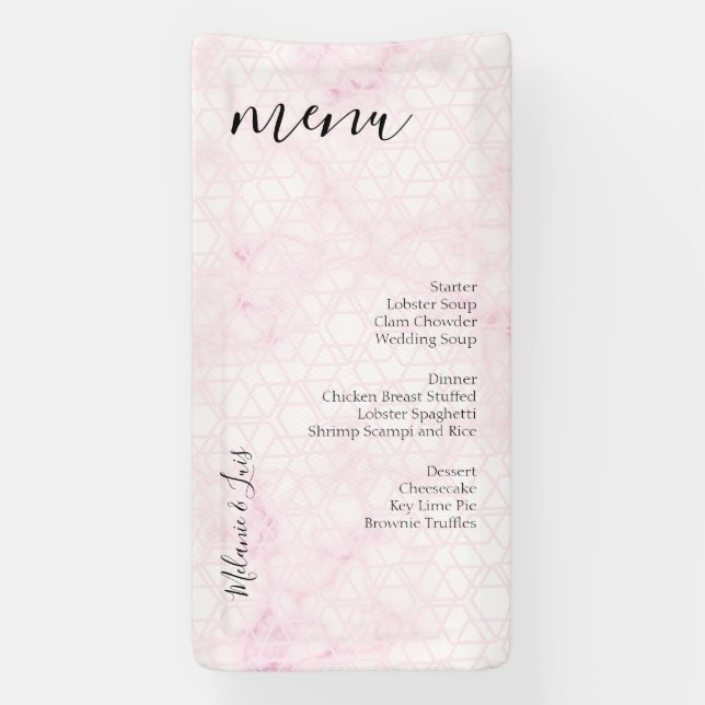 Marmor-Rosa-Abstrakt-Hochzeitsmenü Banner (Vertikal)