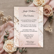 Marmor Rose Gold Floral Post Hochzeit Einladung