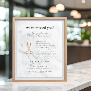 Marmor & Rose Gold Friseur Wiedereröffnung Poster