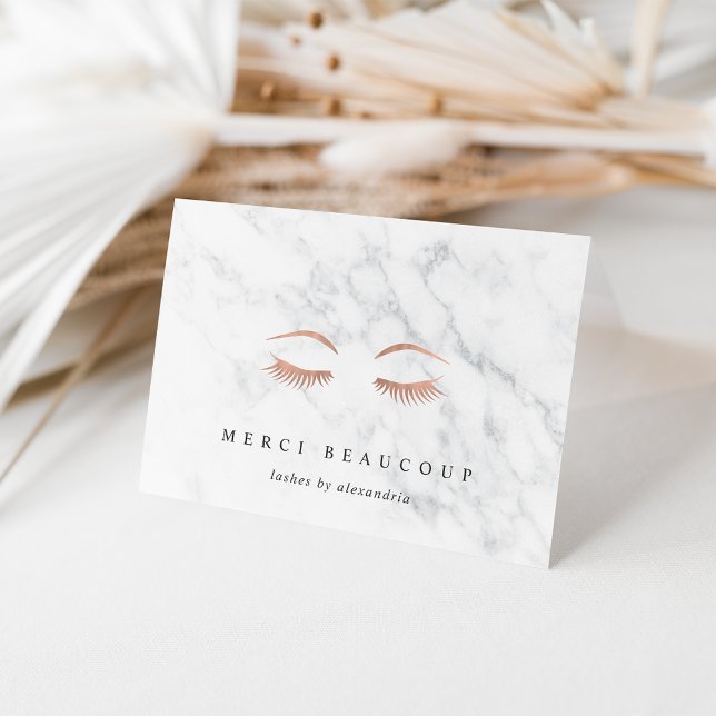 Marmor & Rose Gold Lashes & Brows Mitteilungskarte (Von Creator hochgeladen)