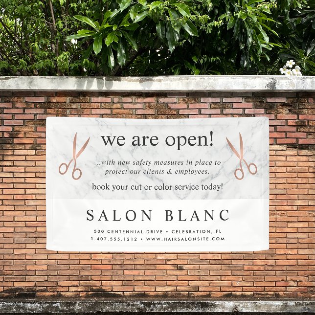 Marmor & Rose Gold Scheren Friseur Salon Wiedererö Banner (Von Creator hochgeladen)