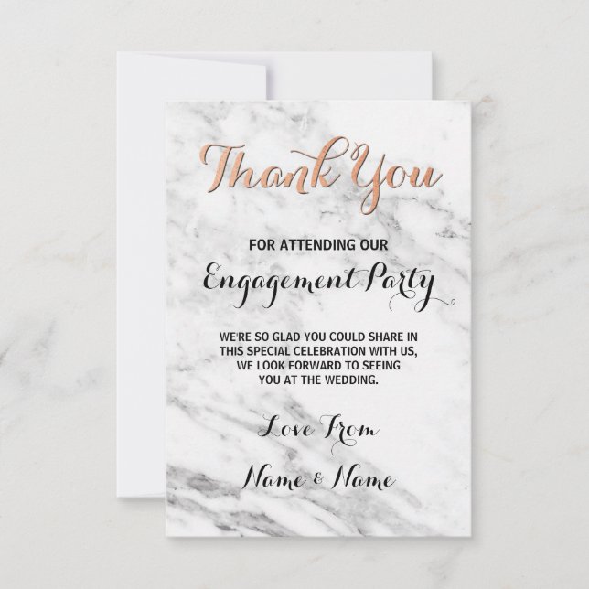 Marmor Rose Gold Vielen Dank Card Verlobung Hochze Einladung (Vorderseite)