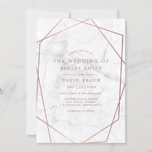 Marmor-Roségold-Geometrische Hochzeitseinladung Einladung