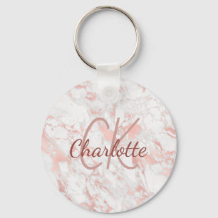 Marmor-Roségold-Monogramm-Initialen Name  Schlüsselanhänger