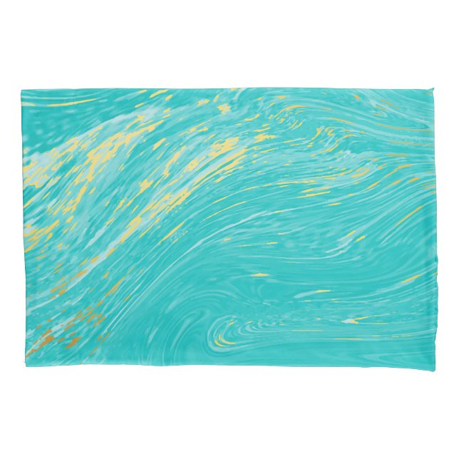 Marmor Schönes Gold Elegantes Blaues Design Kissenbezug (Vorderseite)