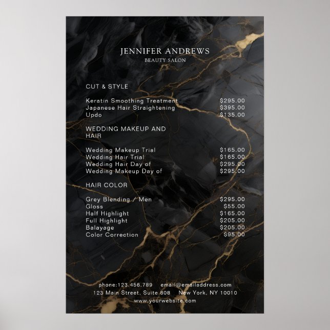 Marmor, Schwarz-Gold, Salon Poster (Vorne)