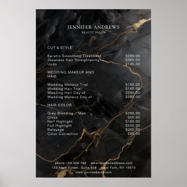 Marmor, Schwarz-Gold, Salon Poster (Vorne)