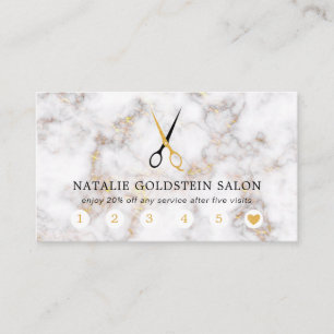 Marmor-Schwarz-Gold-Schere Friseursalon Treuekarte Visitenkarte