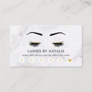 Marmor-Schwarz-Gold-Wimpernbrauen-Salon-Treuekarte Visitenkarte