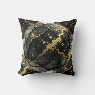 Marmor Schwarz und Weiß + Gold Luxus  Kissen