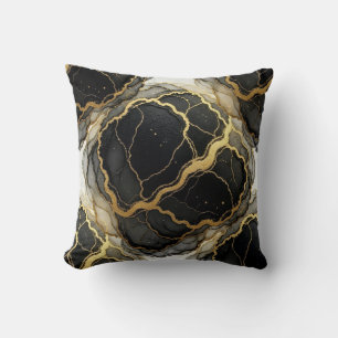 Marmor Schwarz und Weiß + Gold Luxus  Kissen