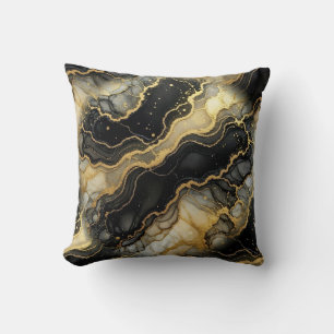 Marmor Schwarz und Weiß + Gold Luxus  Kissen