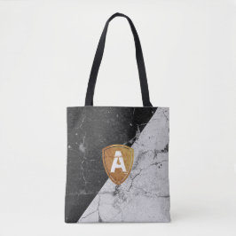 Marmor Schwarz-weiß mit personalisierter Monogramm Tasche