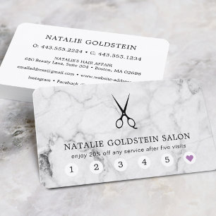 Marmor Schwarz & Weiß Schere Salon Treuekarte Visitenkarte